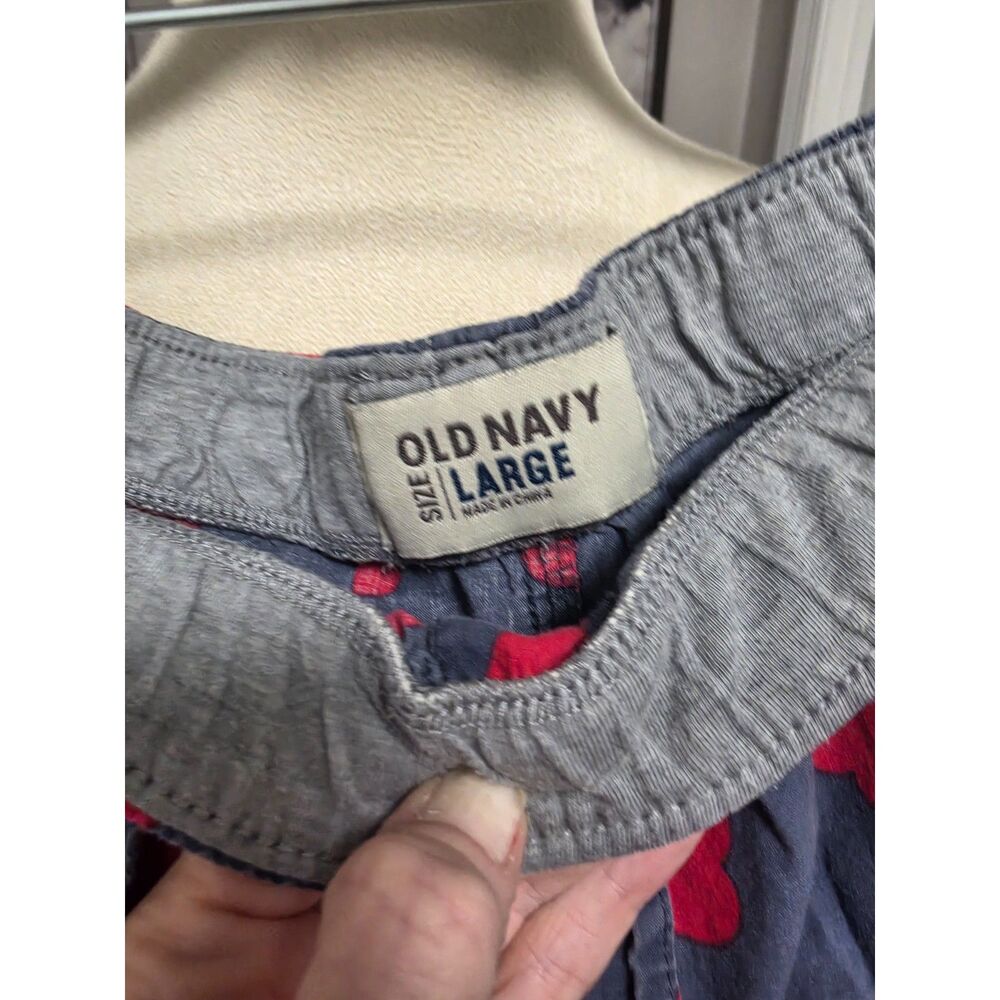 Old Navy Red Heart Print Pajama Pants Charcoal Grey Size Large